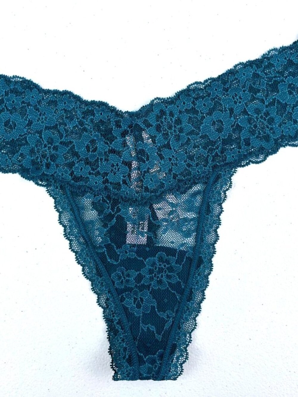 Victoria's Secret 'The Lacie' Peacock Blue Lace Thong Panty. Size Small